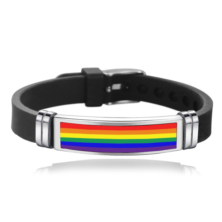 Gay Pride Charm Bracelet Buckle Bracelet Rainbow