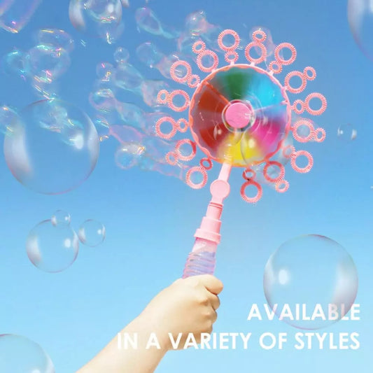 Kid Handheld Windmill Manual Bubble Blowing Wand Stick Magic Portable Bubble Stick Kids Bubble Wand Toy Children Outdoor Toy