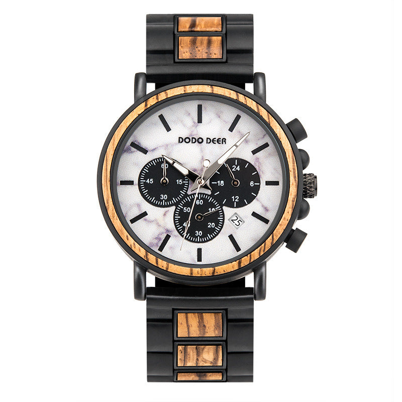 Luxury Wood Stainless Steel Men Watch Stylish Wooden