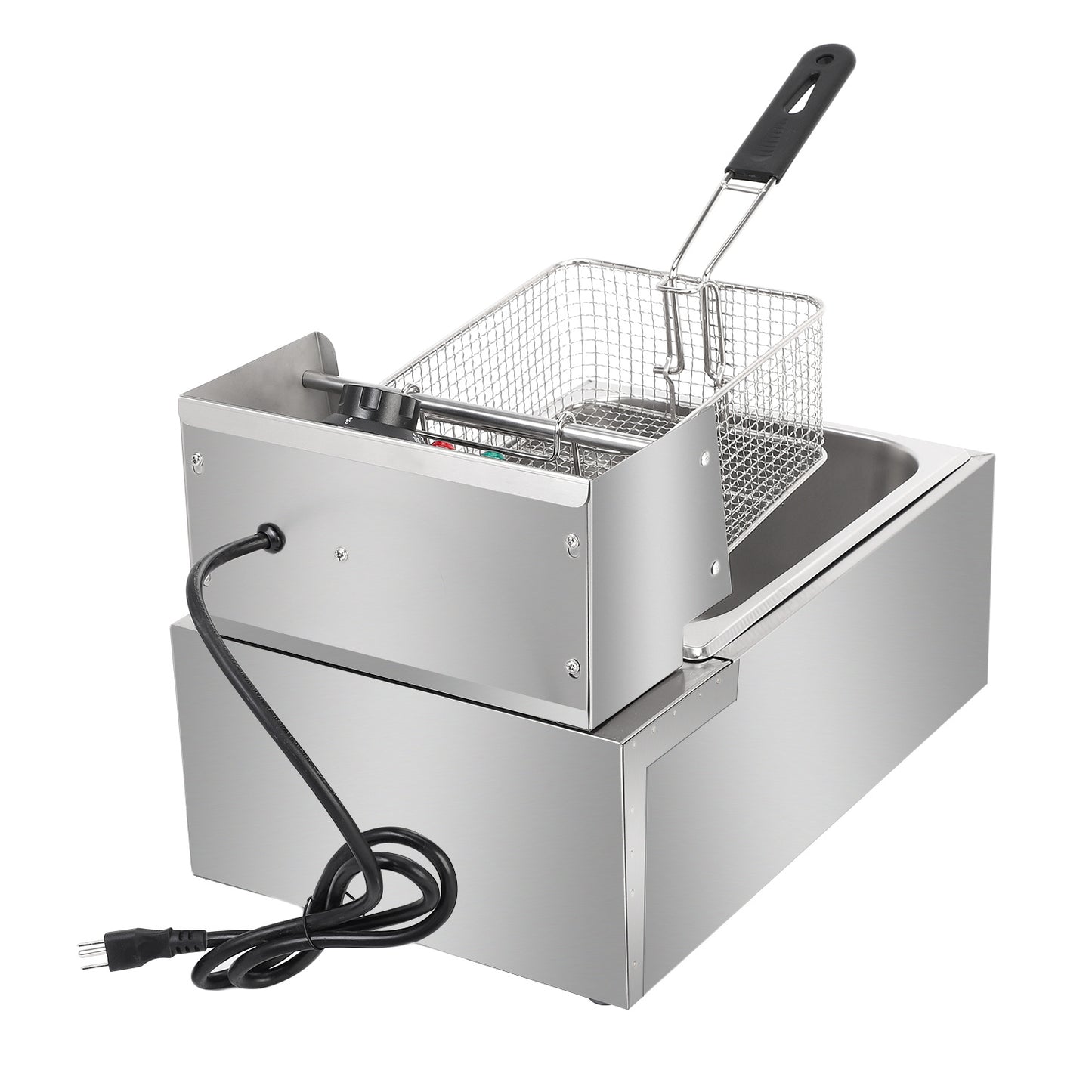 Electric Fryer Silver Stainless Steel Single Cylinder