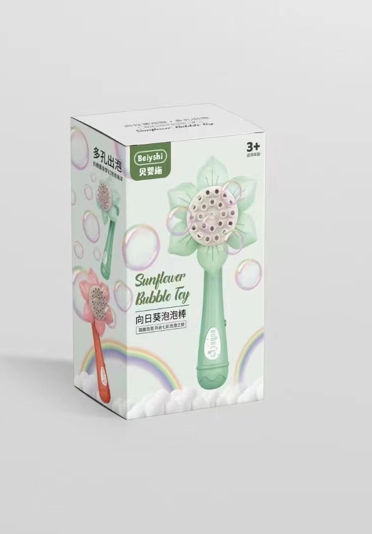 Sunflower Shape Bubble Machine Toy Portable Bubble Wand Toy Electric Bubble Blower Outdoor Toy