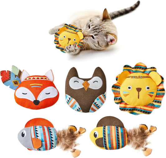 Cat Toys Jungle Animals Bite Resistant Catnip Toys, Interactive Cat Kicker Toys For Indoor Cats, Promotes Kitten Exercise