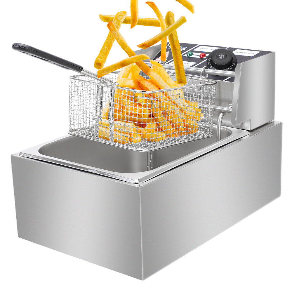 Electric Fryer Silver Stainless Steel Single Cylinder