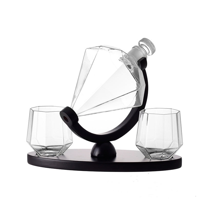 Whiskey Wine Set Suit Diamond Type Wine Bottle Wine Glass Borosilicate Glass Wine Pourer Kitchen Gadgets