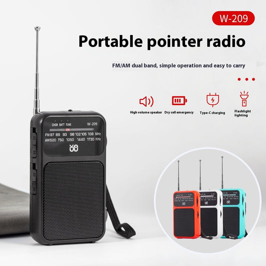 Radio Dual Power Supply With Flashlight FMAM Pointer Pocket Portable