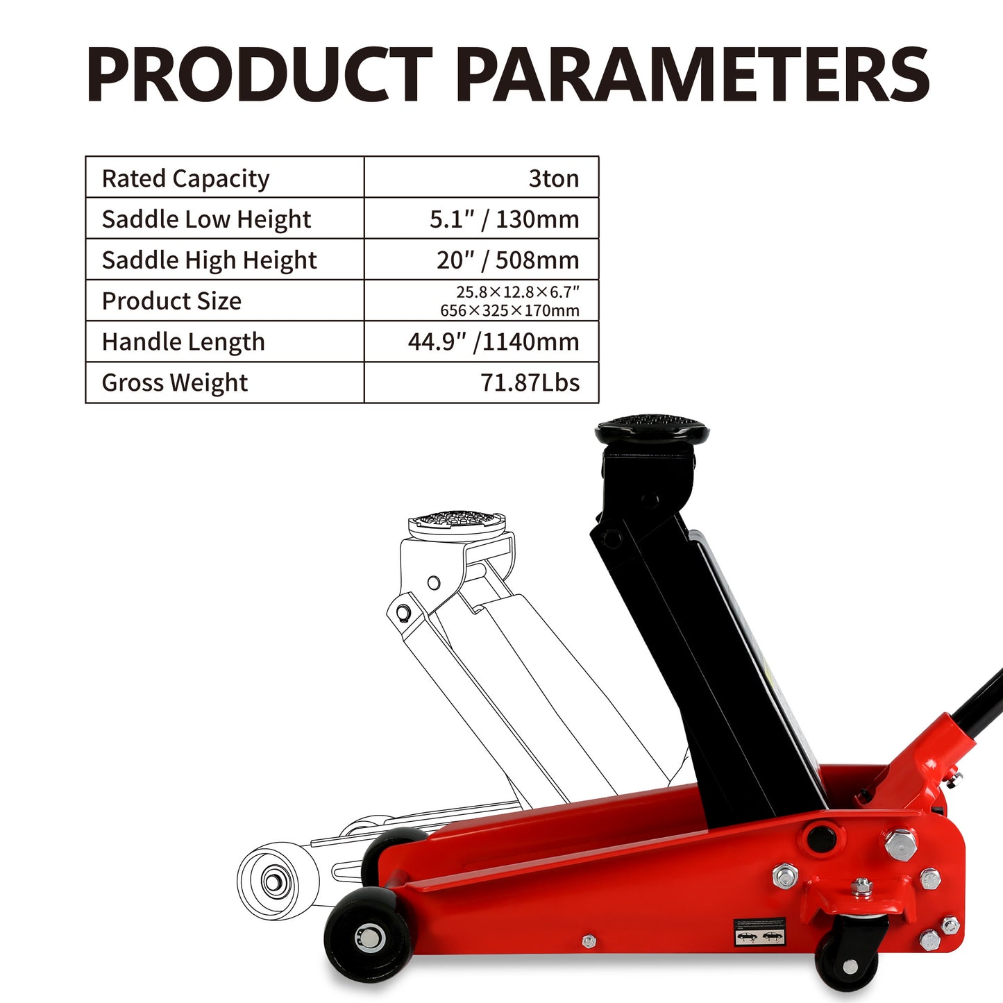 Hydraulic Trolley Low Profile Steel Racing Floor Jack