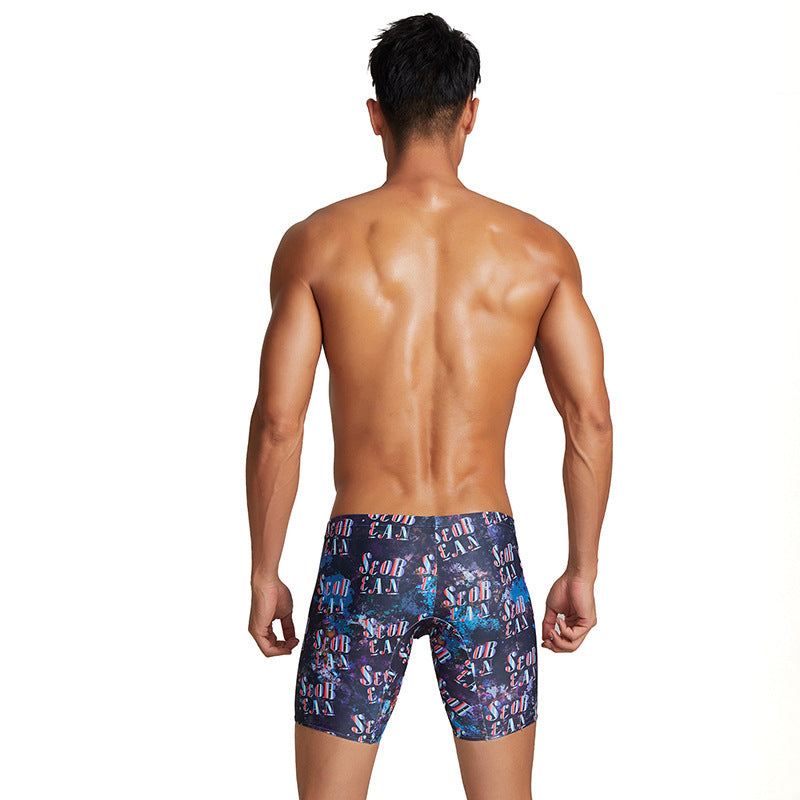 Men's Printed Skinny Spa Five Point Swim Shorts