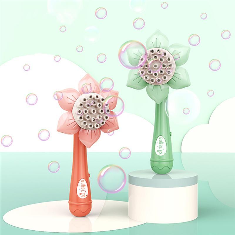 Sunflower Shape Bubble Machine Toy Portable Bubble Wand Toy Electric Bubble Blower Outdoor Toy